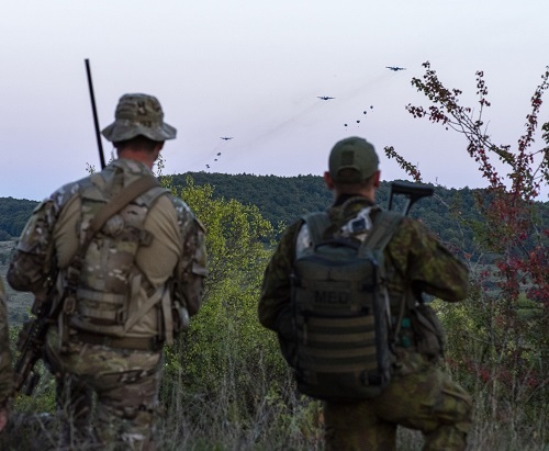Saber Junction 18 - KASP and 20th SFGA await 173rd Paratroopers. Photo by 1st Lt Benjamin Haulenbeek, SOCEUR, Sep 19, 2018.